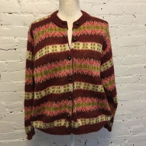 Benetton vtg 90s mohair blend cardigan sweater slouchy fit burgundy large